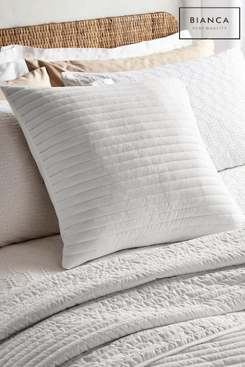 Bianca White Quilted Lines Cushion (D96917) | £20