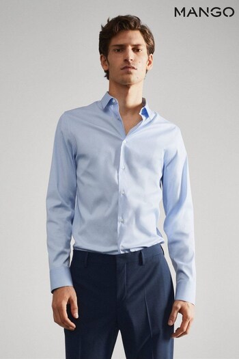 Mango Blue Super Slim Fit Suit Shirt (D96939) | £50