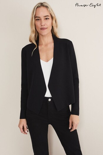 Phase Eight Delia Knitted Waterfall Black Jacket (D96995) | £75
