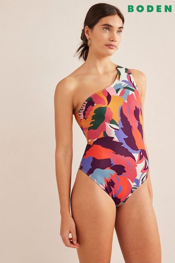 Boden Pink Sorrento One Shoulder Swimsuit (D97110) | £80
