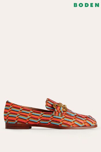 Boden Red Snaffle Jacquard Loafers (D97118) | £130