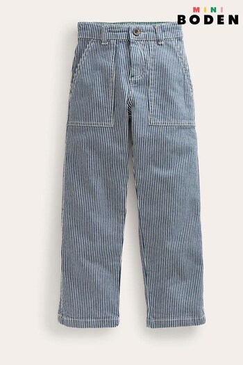 Boden Blue Ticking Relaxed Pocket Trousers R13 (D97222) | £29 - £33