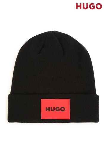 HUGO Logo Beanie Black Hat (D97236) | £43