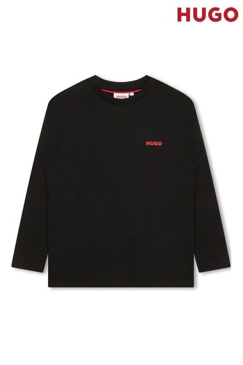 HUGO Black Long Sleeve Logo T-Shirt (D97260) | £34 - £43
