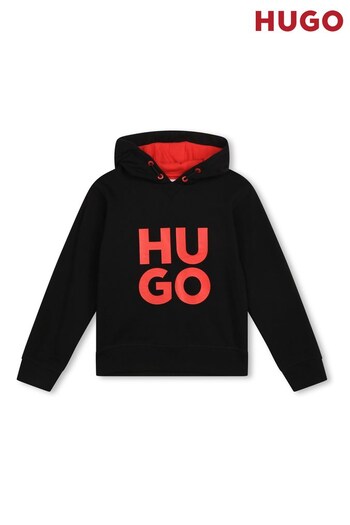 HUGO Black With Red Logo Hoodie (D97264) | £80 - £90