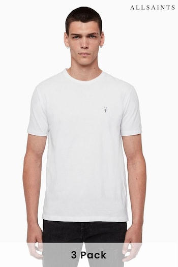 AllSaints Brace White Short Sleeve Crew Neck T-Shirt 3 Pack (D97320) | £95