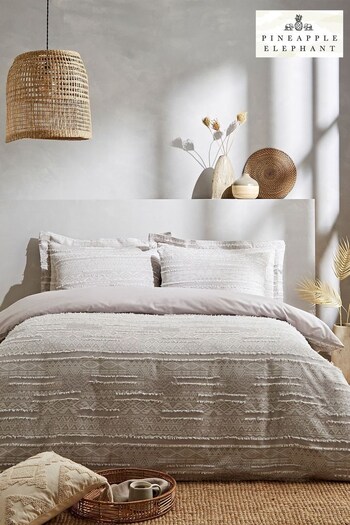Pineapple Elephant Grey Enola Aztec Cotton Duvet Cover and Pillowcase Set (D97406) | £45 - £75