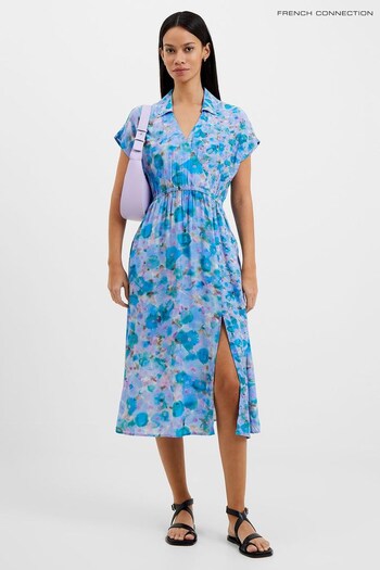 French Connection Blue Gretha Drape Wrap Dress (D97449) | £85