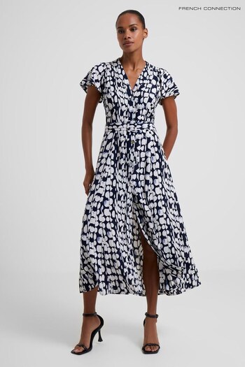 French Connection Blue Islanna Crepe Printed Dress (D97470) | £85