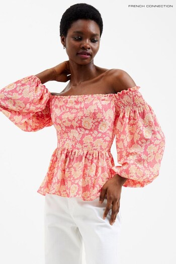 French Connection Pink Cosette Smk Bardot Top (D97513) | £49