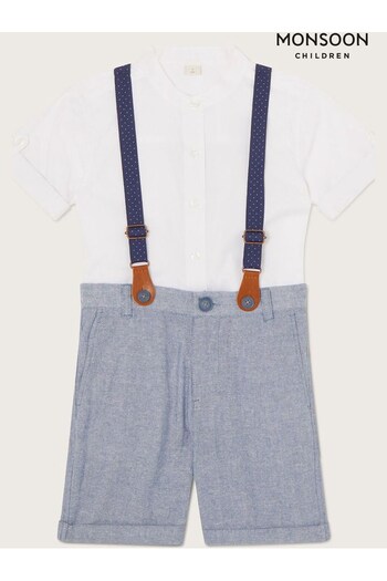 Monsoon Blue Nathan Three-Piece Braces and Shorts Set (D97538) | £22 - £32