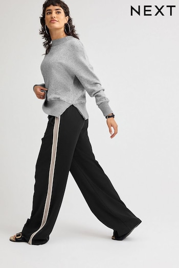 Black/ Grey Side Stripe Wide Leg Trousers (D97548) | £40