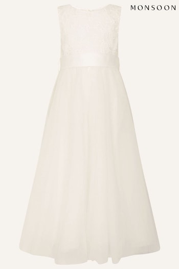 Monsoon Natural Alice Lace Bodice Tulle Maxi Dress (D97560) | £55 - £65