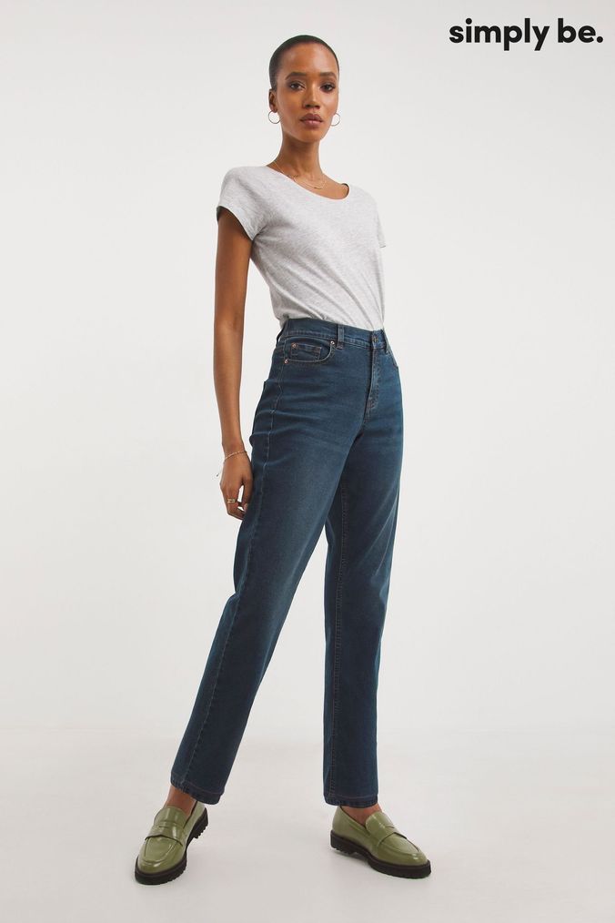 Simply Be Blue Mid Vintage Wash 24/7 Straight Leg Jeans (D97643) | £26