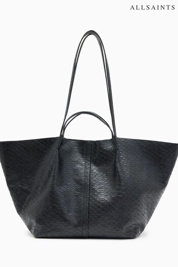 AllSaints Hannah Python Black E/W Bag (D97765) | £249