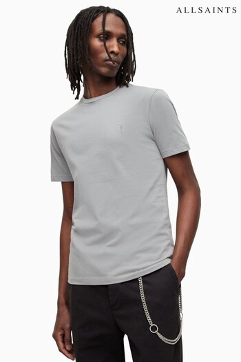 AllSaints Grey Brace Short Sleeve Crew Sweat Top (D97798) | £35