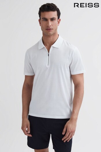 Reiss White Belfry Mercerised Egyptian Cotton Polo Shirt (D97804) | £70