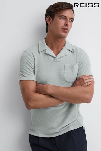Reiss Mint Caicos Towelling Cuban Collar Polo Shirt (D97835) | £68