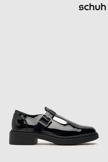 Schuh Leah Patent Black T-Bar Shoes voladoras (D97899) | £35