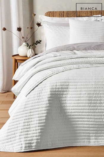 Bianca White Quilted Lines Bedspread (D98146) | £35