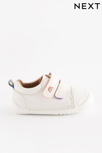 White Rainbow Wide Fit (G) Crawler Trainers (D98255) | £22