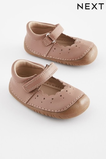 Tan Brown Leather Wide Fit (G) Crawler Mary Jane Shoes (D98256) | £24