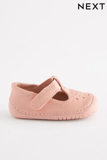 Pink Wide Fit (G) Crawler T-Bar Shoes (D98258) | £20