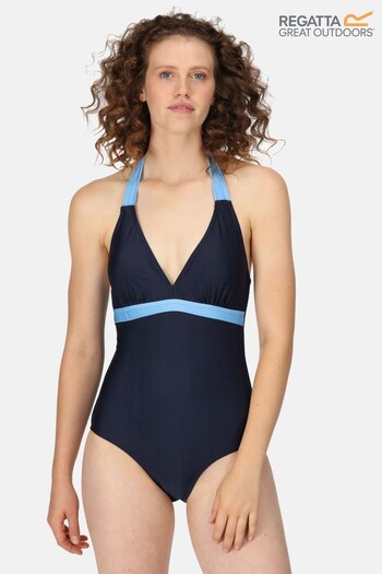 Regatta Blue Flavia Halterneck Swimming Costume (D98721) | £30
