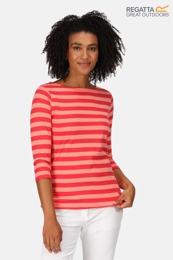 Regatta Pink Bayla 3/4 Sleeve Striped T-Shirt (D98769) | £18