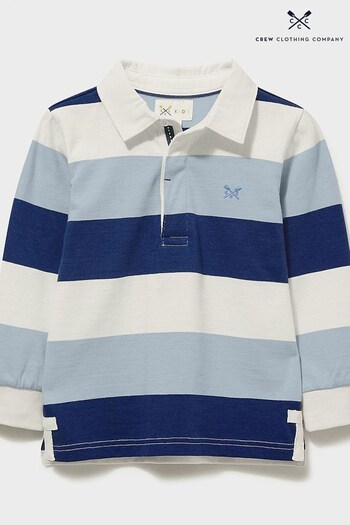 Crew Clothing sleeve Company Blue Stripe Cotton Casual Rugby Shirt (D98822) | £26 - £30