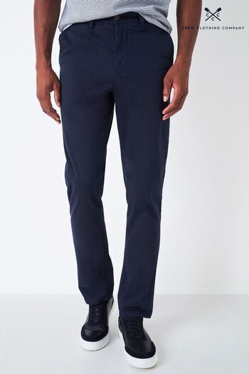 Crew Clothing Company Blue Cotton Straight Formal Trousers (D98835) | £65