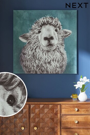 Teal Blue Lincoln The Sheep Canvas Wall Art (D98858) | £45