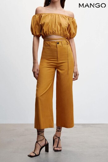 Mango High Waist Crop Brown Trousers (D98986) | £50