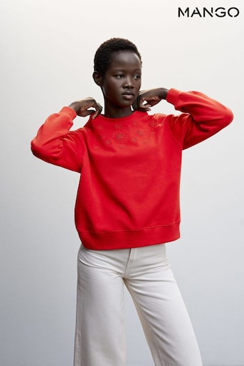 Mango Red Embroidered Cotton Sweatshirt (D98989) | £46