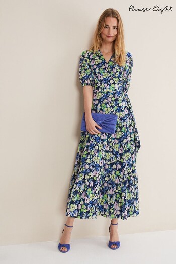 Phase Eight Blue Morven Floral Print Maxi Dress (D99038) | £149