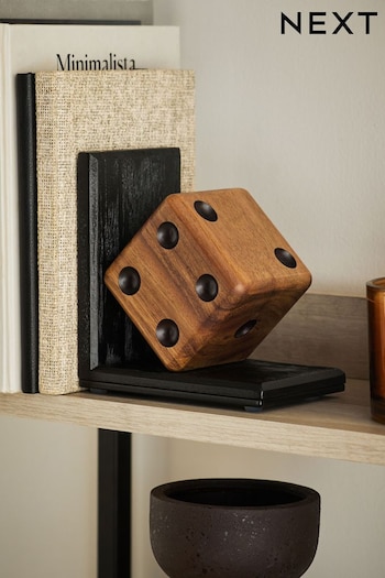 Black/Brown Bronx Wooden Dice Bookend (D99051) | £20