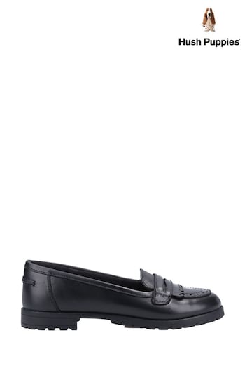 Hush Puppies Black Emer Junior School Shoes (D99148) | £50