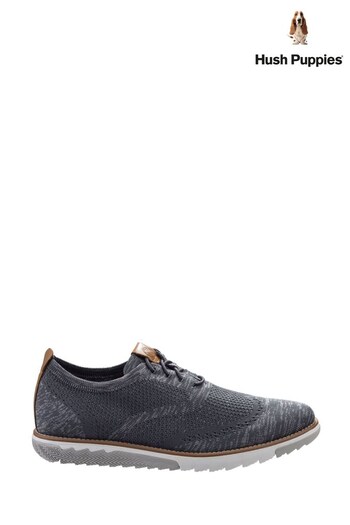 Hush Puppies Grey Expert Wingtip Knit BouncePLUS Lace Up Nude Shoes (D99152) | £100