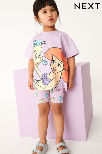 Purple Little Mermaid Short Sleeve T-Shirt And Cycling Shorts Set (3mths-7yrs) (D99799) | £15 - £19