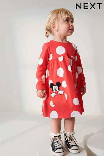Red Disney Mickey Mouse Jersey Dress (3mths-7yrs) (D99926) | £10 - £12