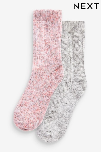 Pink/Grey Thermal Blend Ankle Socks 2 Pack (D99956) | £12