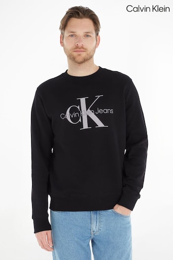 Calvin Klein Monologo Crew Neck Black Jumper (D99991) | £90