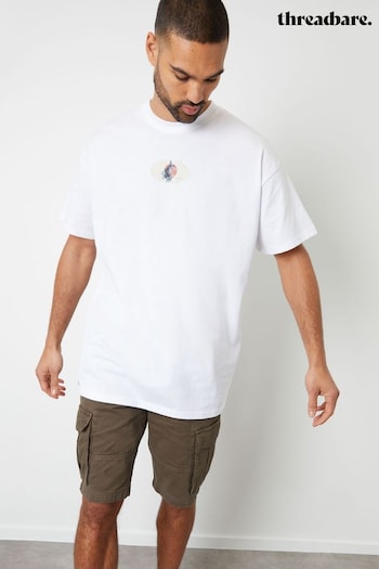 Threadbare White Oversized Graphic Print Cotton T-Shirt (E00136) | £20