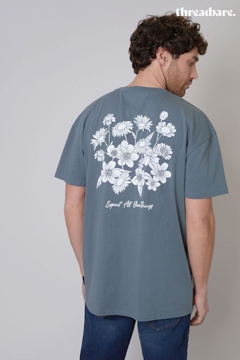 Threadbare Blue Oversized Graphic Print Cotton T-Shirt (E00141) | £20