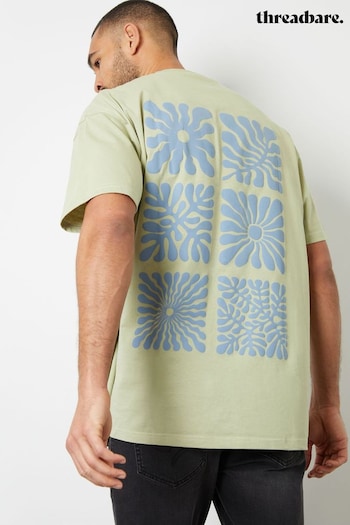 Threadbare Green Oversized Graphic Print Cotton T-Shirt (E00146) | £20