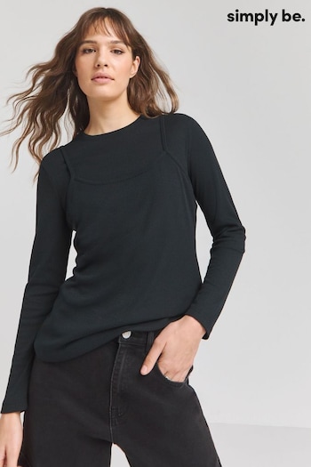 Simply Be Double Layer Black Top (E00168) | £22