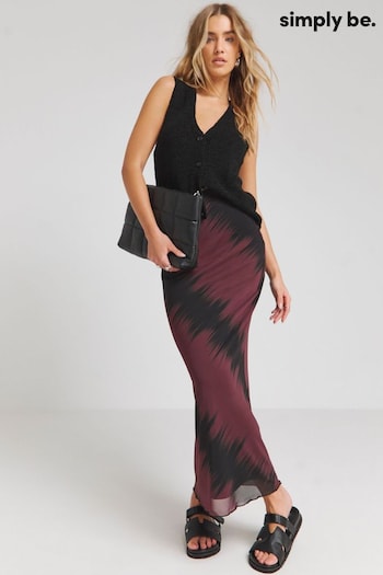 Simply Be Purple Satin Tie Dye Print Maxi Skirt (E00174) | £32
