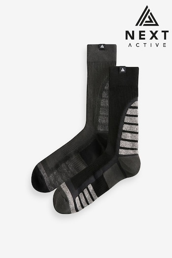 Black/Grey Outdoor Cushioned Active Socks 2 Pack (E00230) | £12