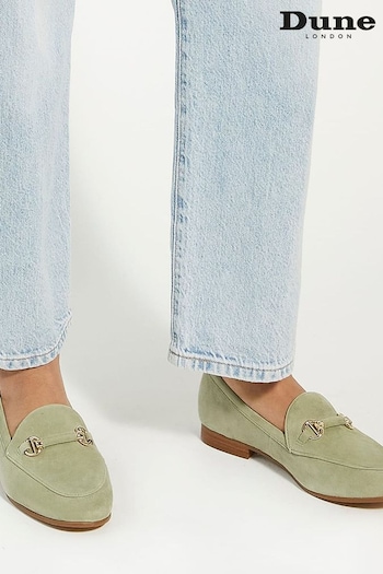 Dune London Slim Green Grandeur Snaffle Sole Loafers (E00262) | £85