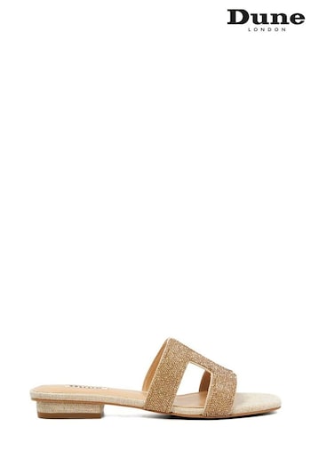 Dune London Gold Loupe Smart Slider Sandals (E00263) | £120